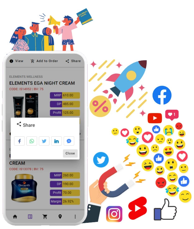 product sharing feature on social media